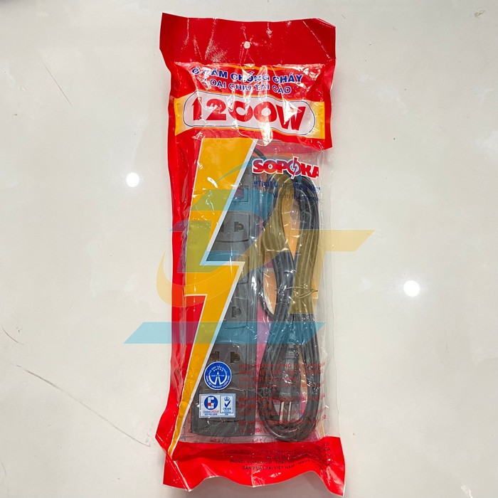 Ổ cắm lõi sứ chống cháy chịu tải 1200W dây 4.5m SOPOKA 5S5