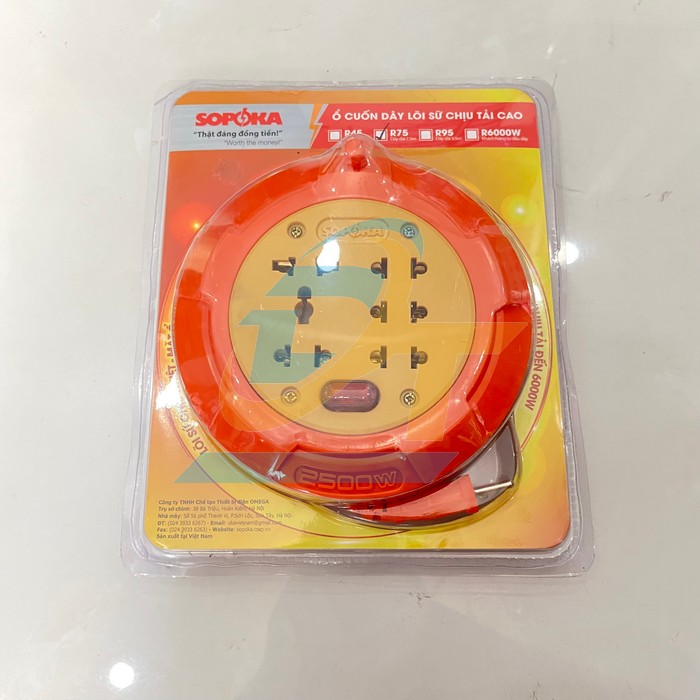 Ổ cắm quay 2500W dây 7.5m Sopoka R75