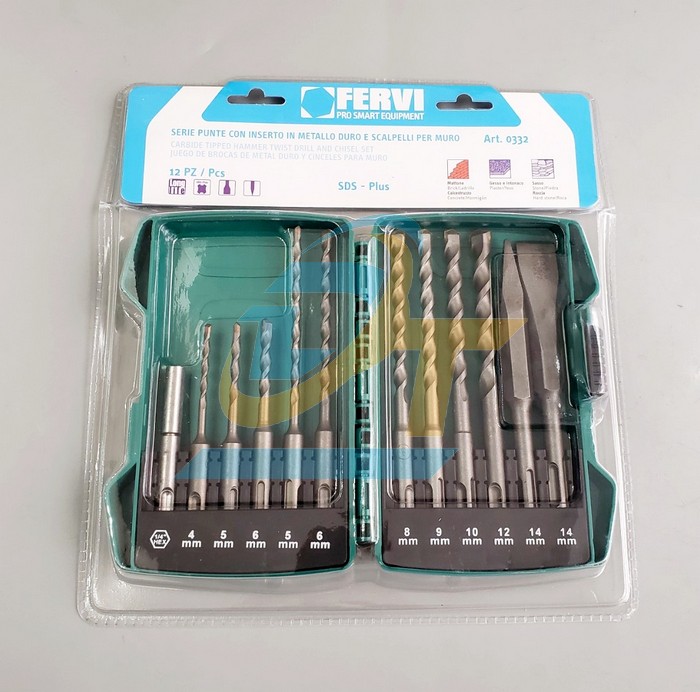 Bộ mũi khoan bê tông hợp kim 12 chi tiết Fervi 0332