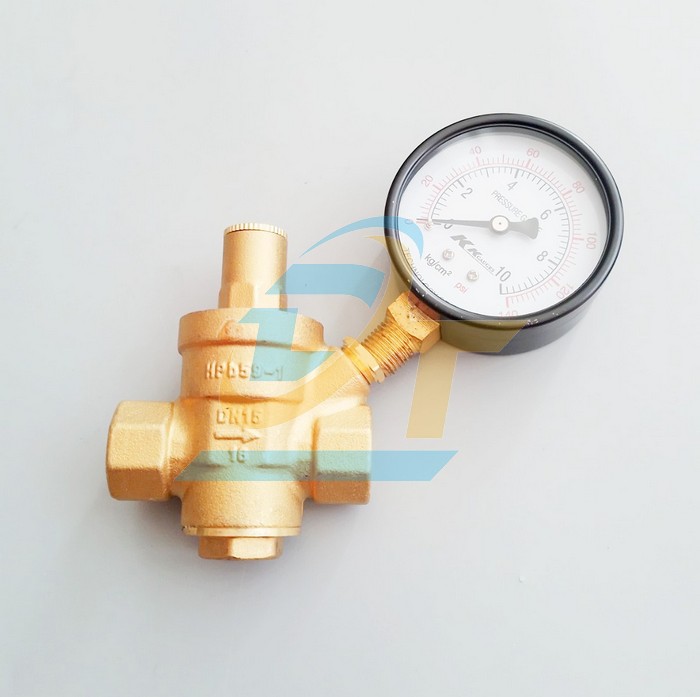 Van giảm áp nước đồng thau kèm đồng hồ DN15 - phi 21