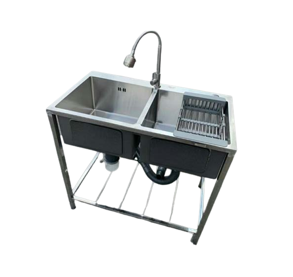 Bộ bồn rửa chén 2 hộc inox 304 có chân 900x480mm