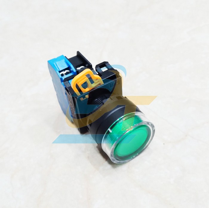 Nút nhấn giữ có đèn 24V phi 22 màu xanh lá (1NO) Idec YW1L-AF2E10Q4G