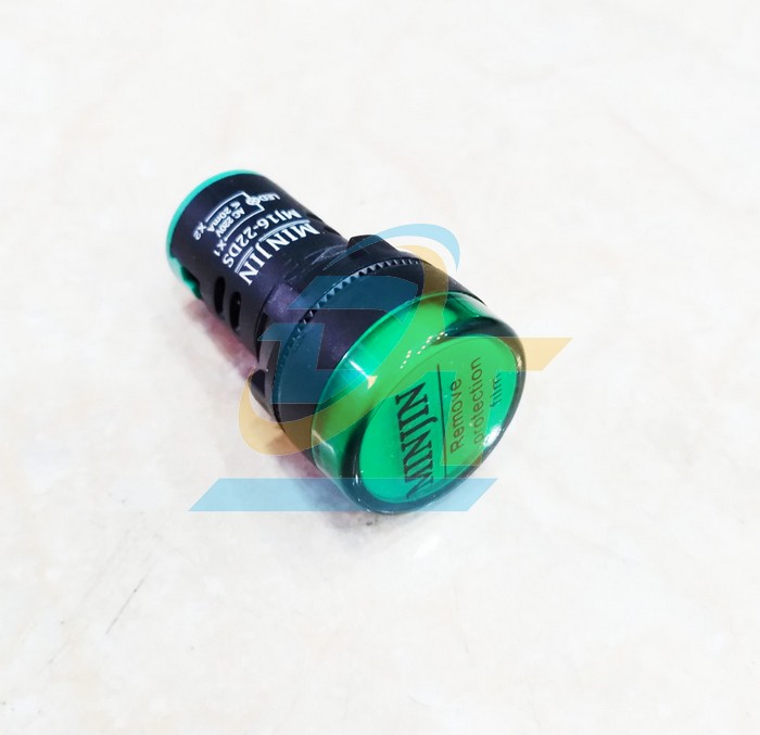 Đèn báo pha 220V phi 22 màu xanh lá Minjin MJ16-22DS