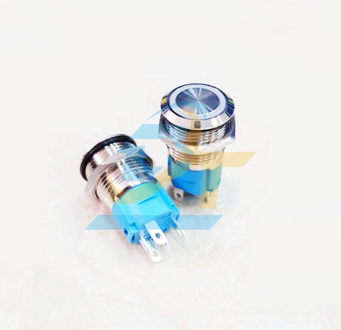 Nút nhấn nhả có đèn vỏ inox 16mm 24V 5 chân