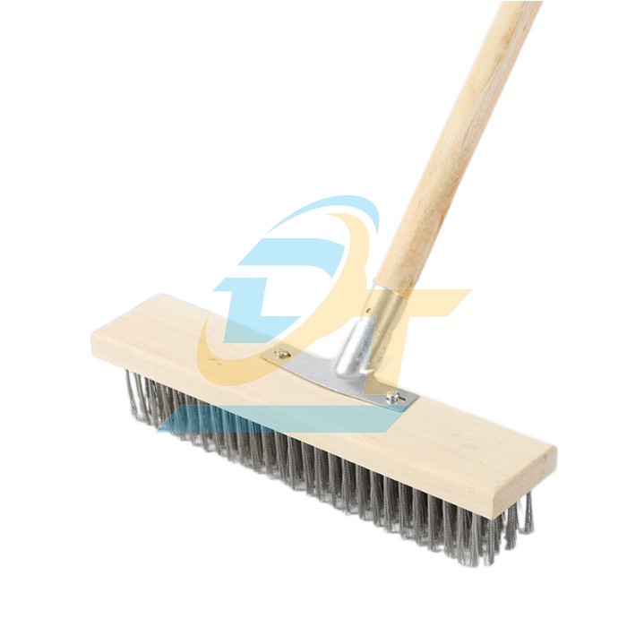 Chổi chà rong rêu sợi inox 304 20x45mm cán gỗ dài 120cm