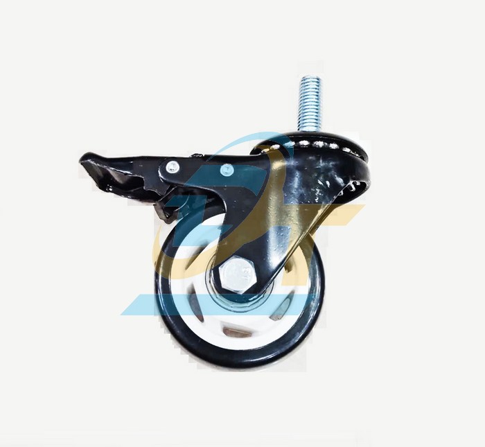 Bánh xe nhựa PVC phi 50 càng xoay có khóa (Cọc vít)