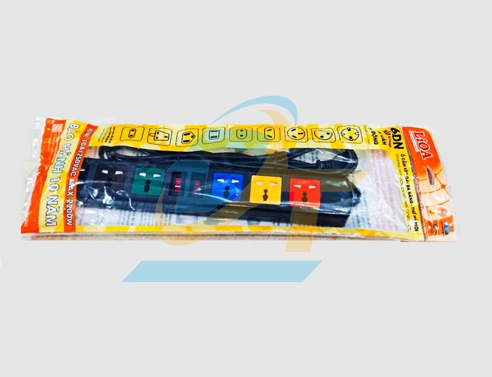Ổ cắm điện 6 lỗ 3 chấu 2 công tắc, dây 3m LiOA 6D32N