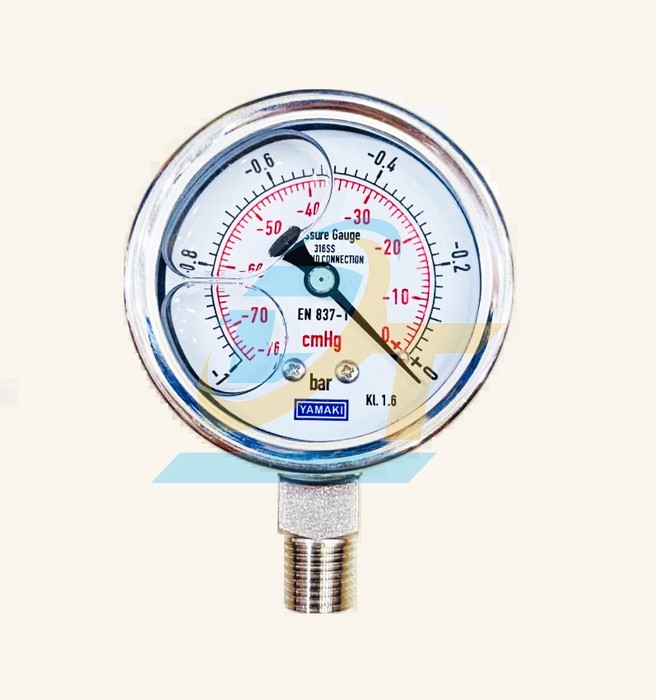 Đồng hồ &aacute;p suất Yamaki 63mm -76cm/Hg -1bar (Ch&acirc;n đứng ren 1/4" NPT)