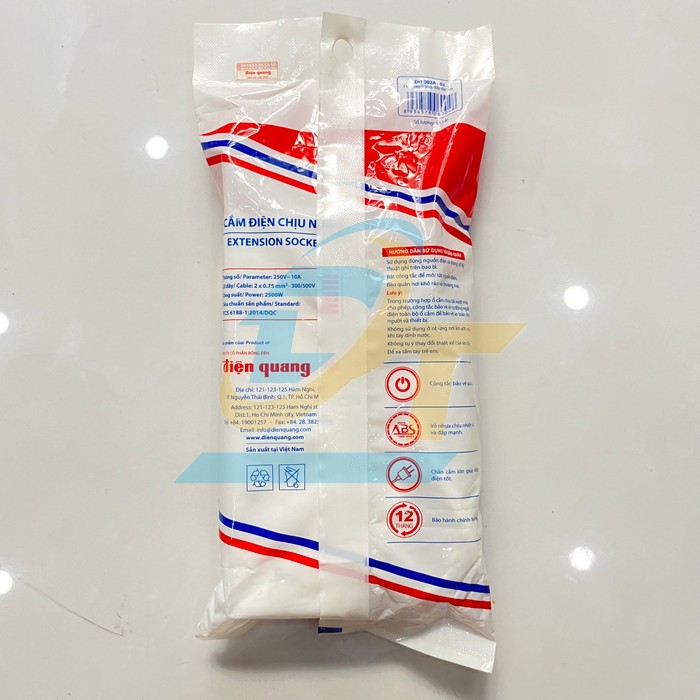 Ổ cắm 3 lỗ d&acirc;y 5m Điện Quang ĐQ002A-02-5M ĐQ002A-02 DienQuang | Gi&aacute; rẻ nhất - C&ocirc;ng Ty TNHH Thương Mại Dịch Vụ Đạt T&acirc;m