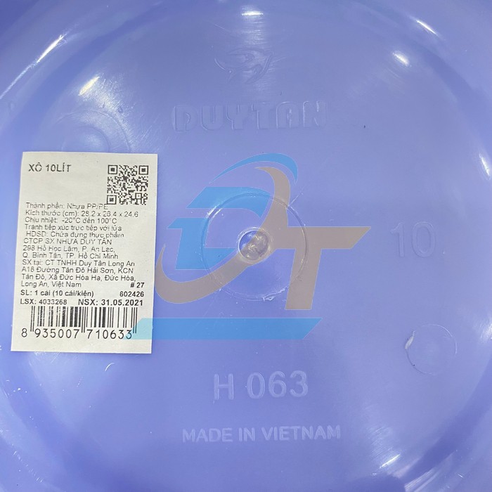 Xô nhựa có nắp 10 lít Duy Tân No.H063 H063 DuyTan | Giá rẻ nhất - Công Ty TNHH Thương Mại Dịch Vụ Đạt Tâm