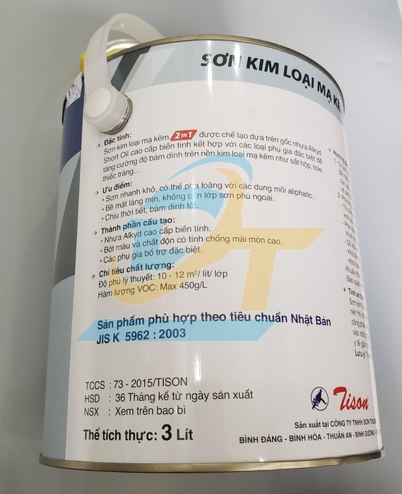 Sơn kim loại mạ kẽm 2in1 Tison 3L - M&agrave;u 902  Tison | Gi&aacute; rẻ nhất - C&ocirc;ng Ty TNHH Thương Mại Dịch Vụ Đạt T&acirc;m