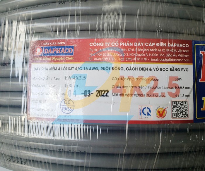 Cáp pha mềm 4 lõi VVCm 4x2.5mm2 Daphaco  Daphaco | Giá rẻ nhất - Công Ty TNHH Thương Mại Dịch Vụ Đạt Tâm