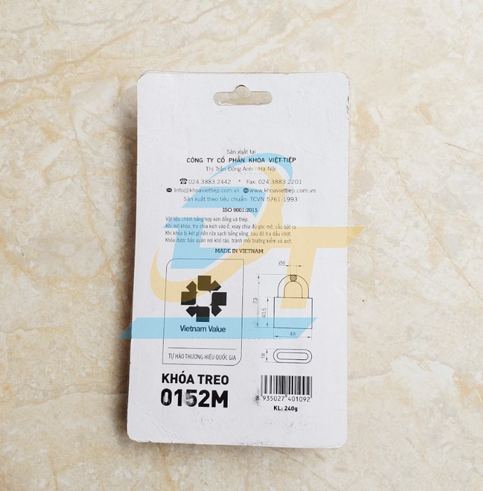 Khóa treo đồng 5F2 Việt Tiệp 0152M (Thay thế mã 1466/52M) 0152M (1466/52M) VietTiep | Giá rẻ nhất - Công Ty TNHH Thương Mại Dịch Vụ Đạt Tâm