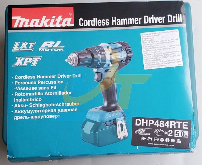 M&aacute;y khoan b&uacute;a vặn v&iacute;t d&ugrave;ng pin 18V Makita DHP484RTE (K&egrave;m 2 Pin 5.0Ah + Sạc)  Makita | Gi&aacute; rẻ nhất - C&ocirc;ng Ty TNHH Thương Mại Dịch Vụ Đạt T&acirc;m