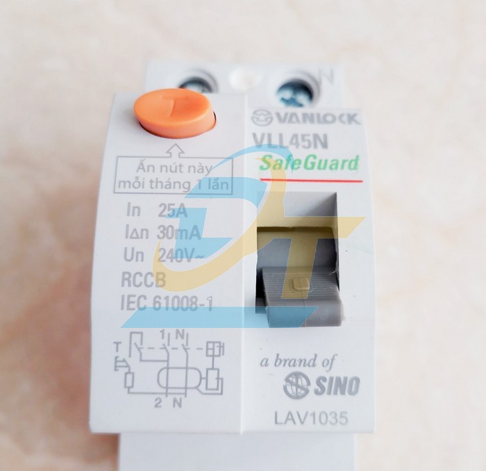 Cầu dao chống rò RCCB 2P 25A 30mA Sino VLL45N/25A VLL45N/25A Sino | Giá rẻ nhất - Công Ty TNHH Thương Mại Dịch Vụ Đạt Tâm