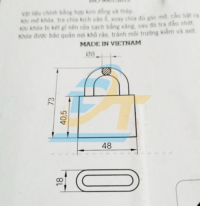 Khóa treo đồng 5F2 Việt Tiệp 0152M (Thay thế mã 1466/52M) 0152M (1466/52M) VietTiep | Giá rẻ nhất - Công Ty TNHH Thương Mại Dịch Vụ Đạt Tâm