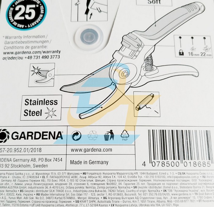 K&eacute;o cắt c&agrave;nh cổ điển 22mm Gardena 08857-20  GARDENA | Gi&aacute; rẻ nhất - C&ocirc;ng Ty TNHH Thương Mại Dịch Vụ Đạt T&acirc;m