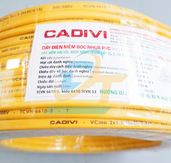 Dây điện đôi mềm dẹt Cadivi Vcmo 2x1.5  Cadivi | Giá rẻ nhất - Công Ty TNHH Thương Mại Dịch Vụ Đạt Tâm