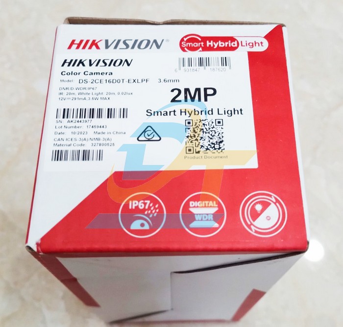 Camera ngo&agrave;i trời Smart Hybrid light 2MP 1080P Hikvision DS-2CE16D0T-EXLPF  HIKVISION | Gi&aacute; rẻ nhất - C&ocirc;ng Ty TNHH Thương Mại Dịch Vụ Đạt T&acirc;m