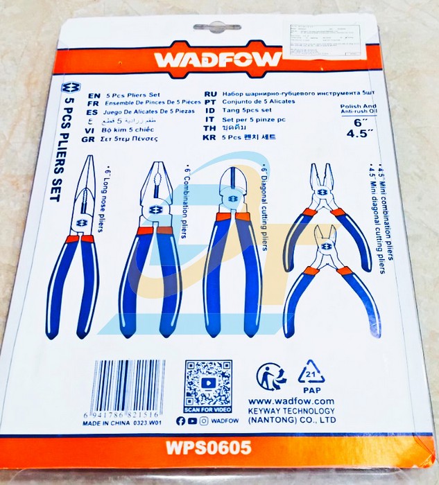 Bộ 5 kìm 4.5" & 6" Wadfow WPS0605  WADFOW | Giá rẻ nhất - Công Ty TNHH Thương Mại Dịch Vụ Đạt Tâm