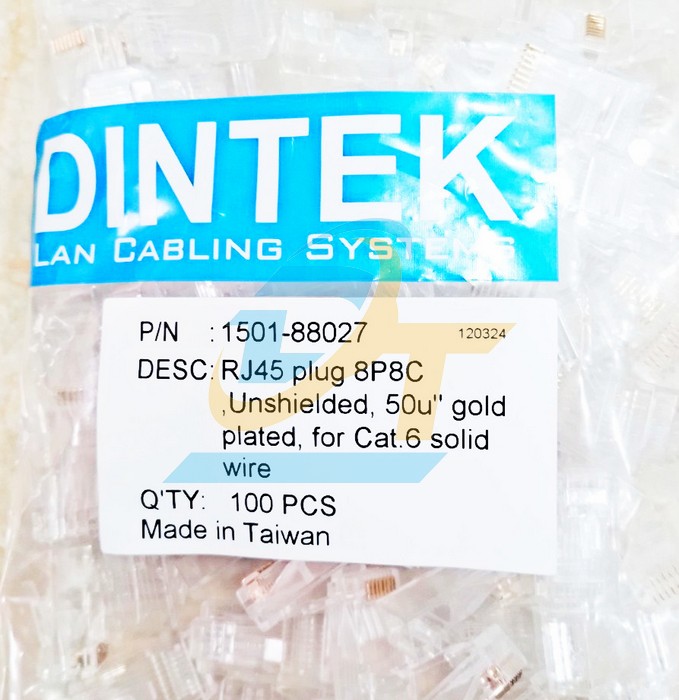 Đầu bấm mạng RJ45 UTP Cat6 Dintek 1501-88027 (Bịch 100 cái)  DINTEK | Giá rẻ nhất - Công Ty TNHH Thương Mại Dịch Vụ Đạt Tâm