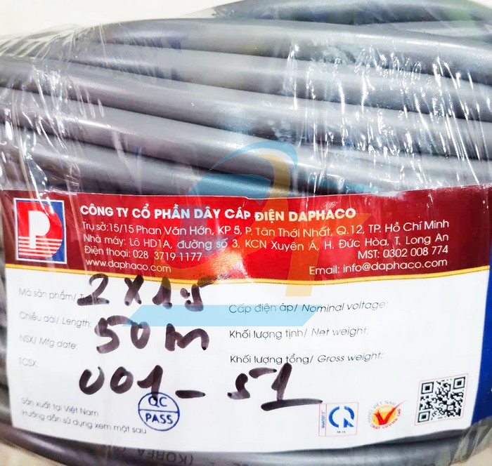 Cáp pha mềm 2 lõi VVCm 2x1.5mm2 Daphaco  Daphaco | Giá rẻ nhất - Công Ty TNHH Thương Mại Dịch Vụ Đạt Tâm