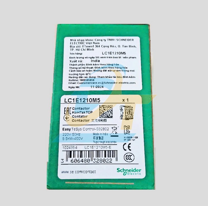 Khởi động từ 3P 12A 220V 1NO Schneider LC1E1210M5  SCHNEIDER | Giá rẻ nhất - Công Ty TNHH Thương Mại Dịch Vụ Đạt Tâm
