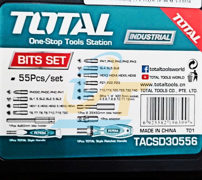Bộ tua vít đa năng 55 chi tiết Total TACSD30556  Total | Giá rẻ nhất - Công Ty TNHH Thương Mại Dịch Vụ Đạt Tâm