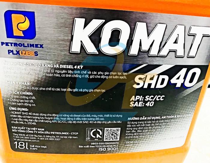 Dầu động cơ PLC Komat SHD40 18L  PETROLIMEX | Giá rẻ nhất - Công Ty TNHH Thương Mại Dịch Vụ Đạt Tâm