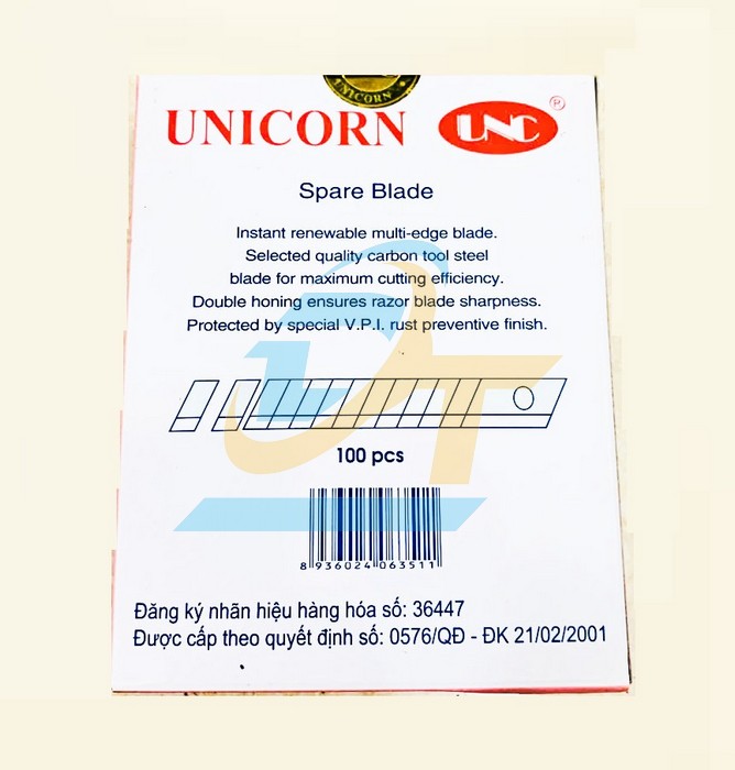 Lưỡi dao rọc giấy 9mm Unicorn SL150  VietNam | Gi&aacute; rẻ nhất - C&ocirc;ng Ty TNHH Thương Mại Dịch Vụ Đạt T&acirc;m